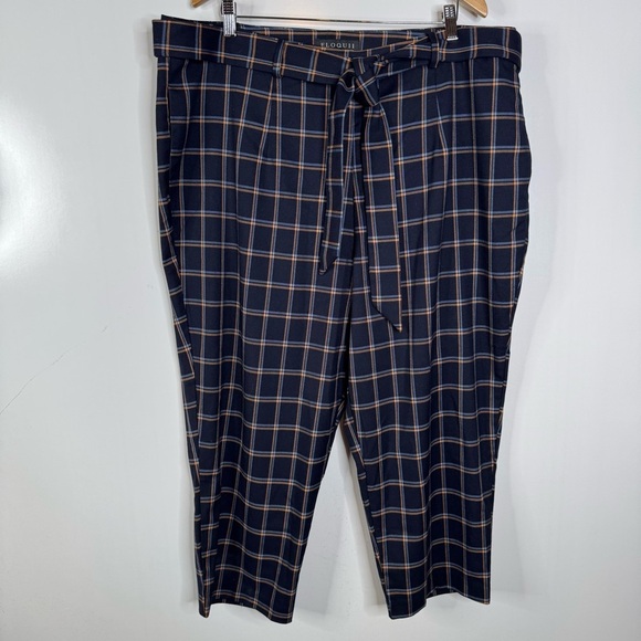 Eloquii Navy Plaid Trousers Size 20 - Picture 1 of 4